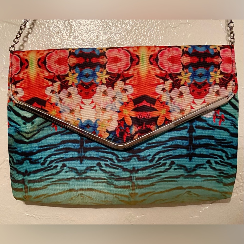 Floral and Zebra Print Clutch
